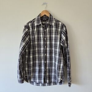 EUC MICHAEL Michael Kors men's plaid dress shirt, size S (fits like a M or L)